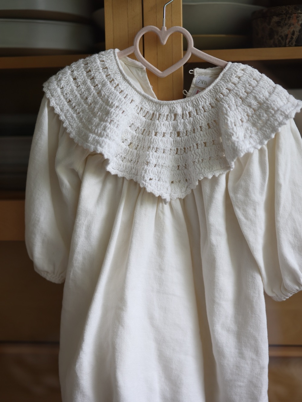 Zara Kids Cream Crochet Collar Blouse